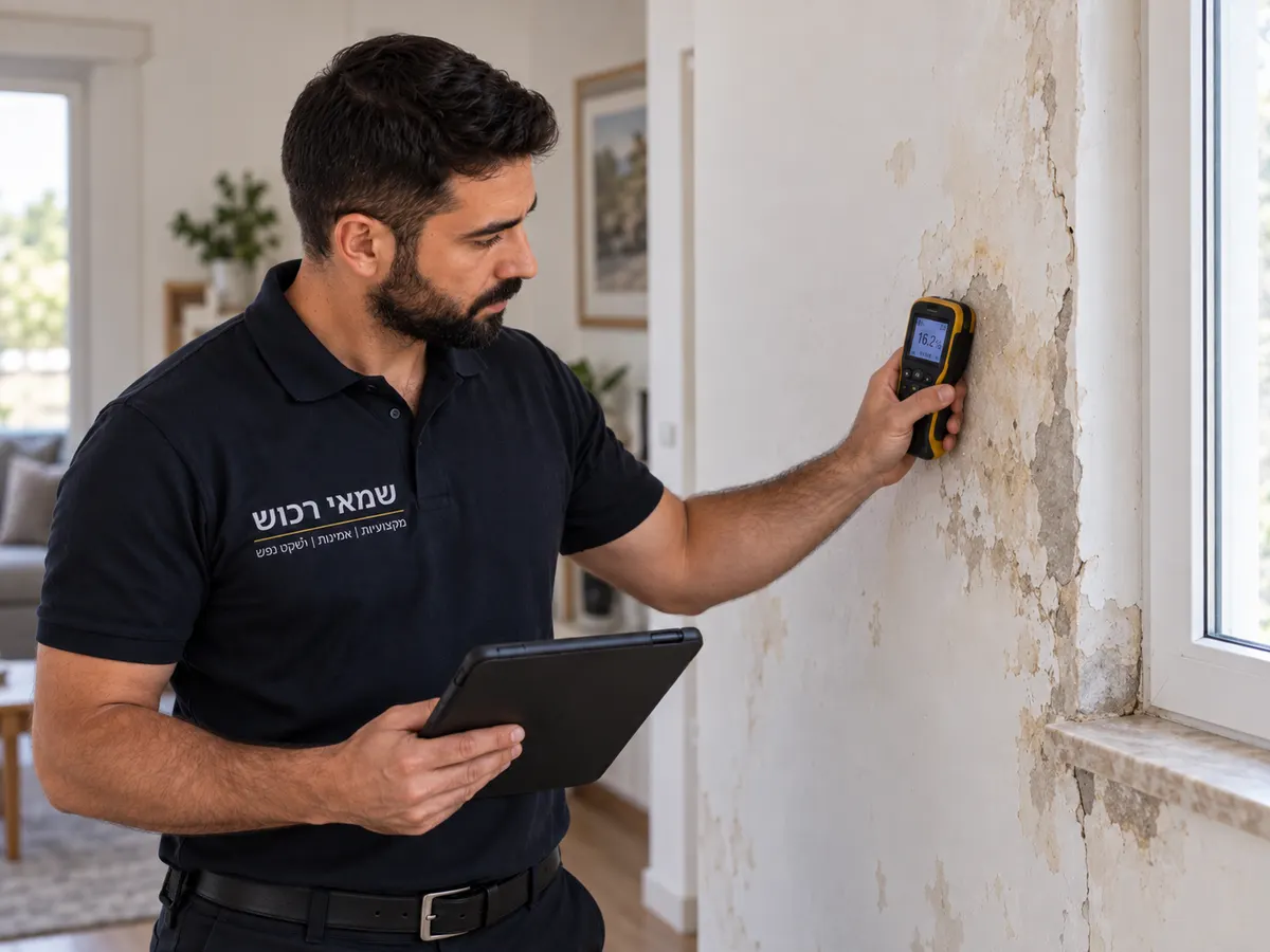 שמאי רכוש בודק נזקי רטיבות בקיר בדירה באילת